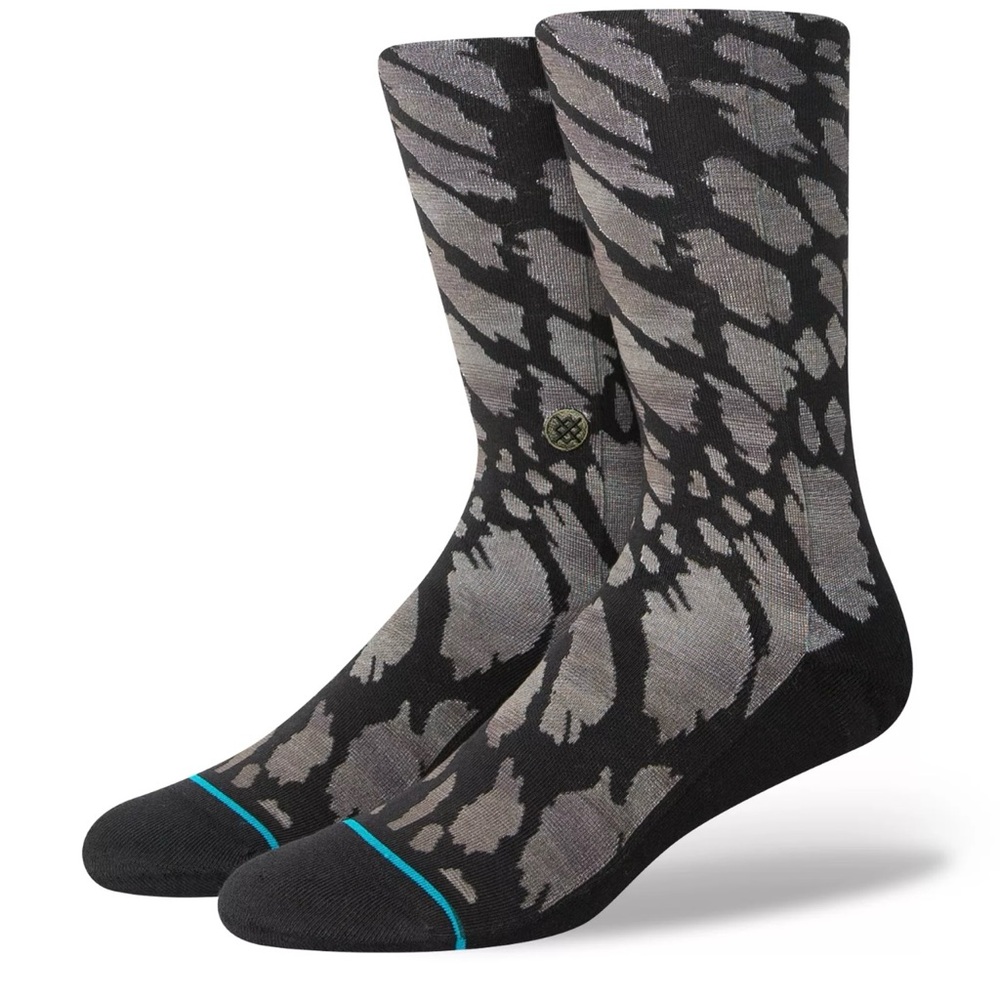 Stance Men’s Reptilious Reptile Print Casual Crew Socks Black